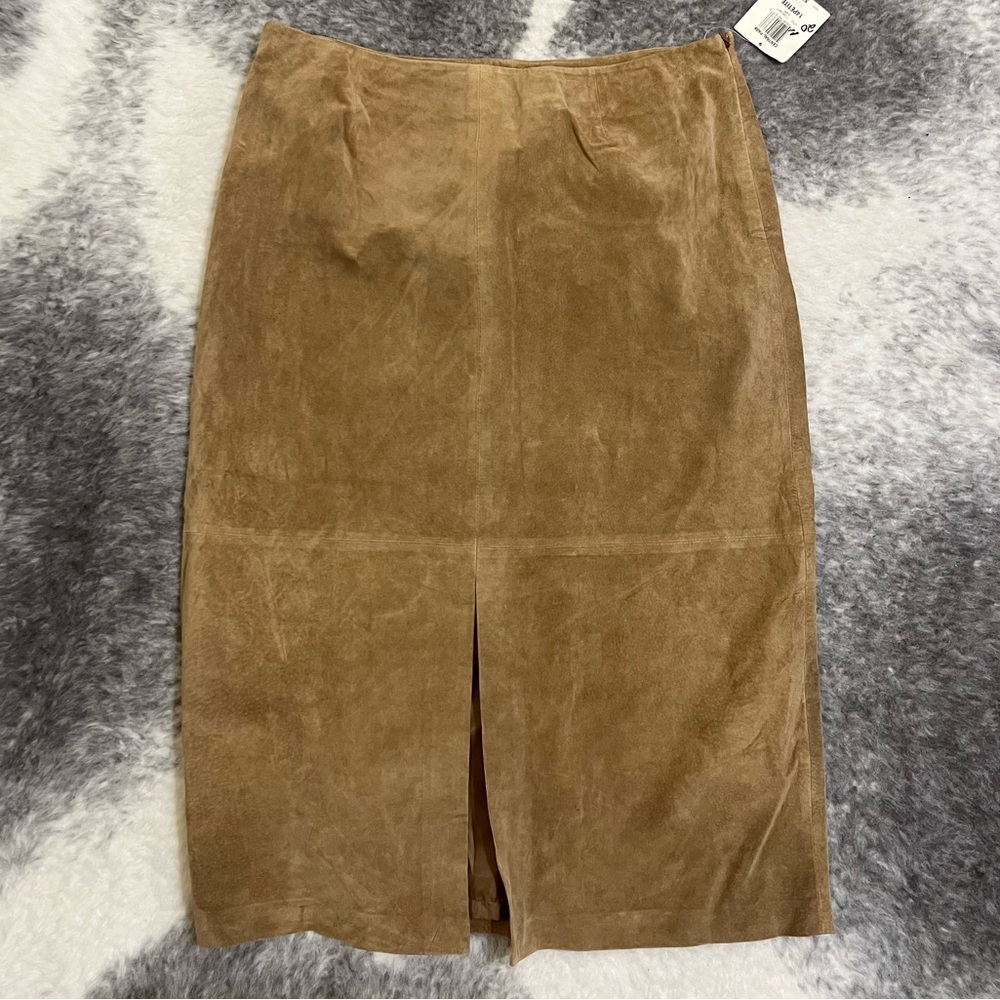 Suede Leather Midi Skirt